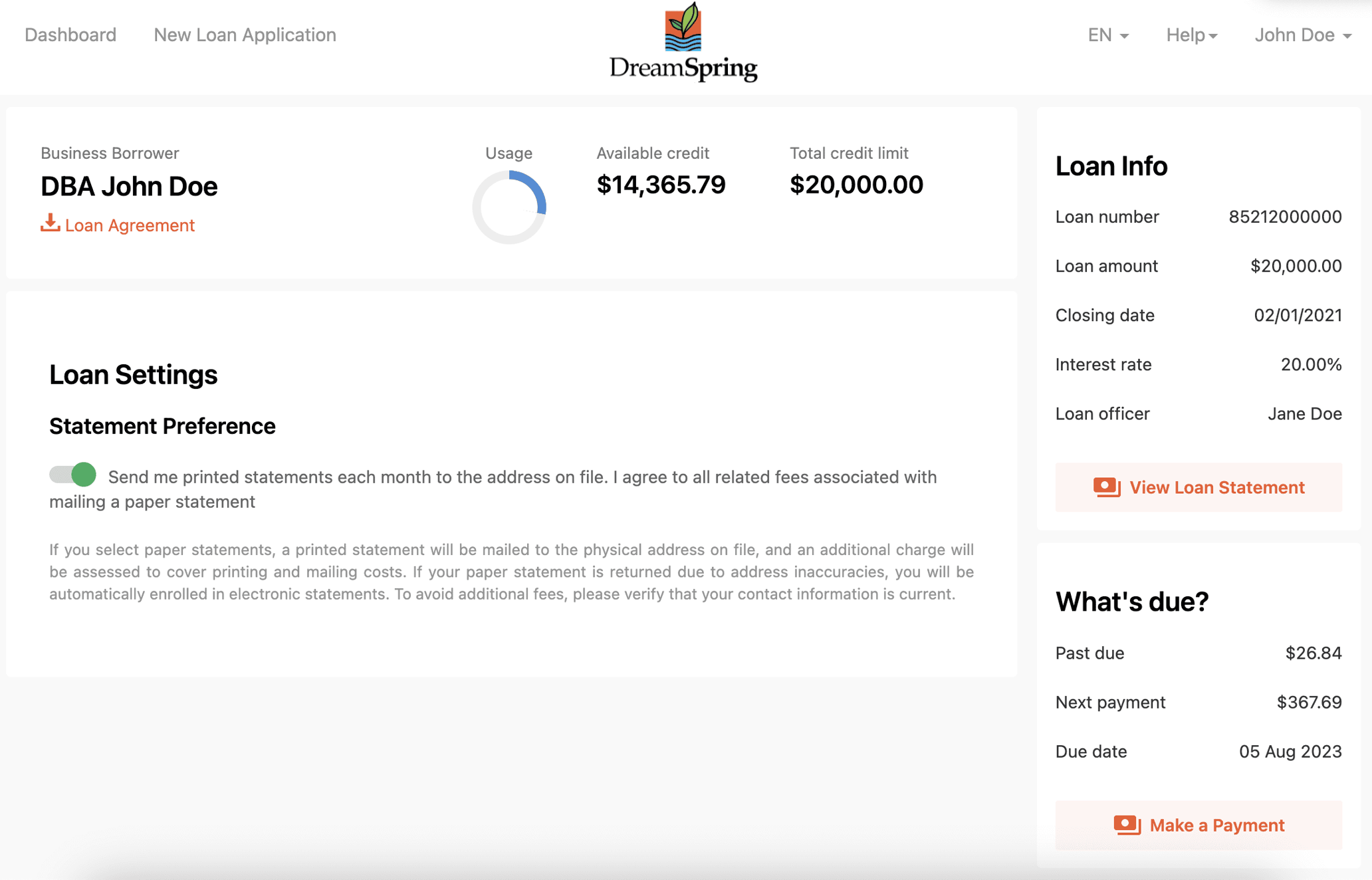Understanding DreamSpring's electronic loan statements